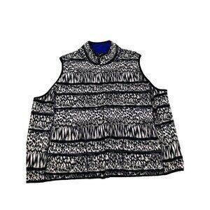 Kim Rogers Vest Women 3X Black Fleece Leopard Print Zip Up Warm Winter Layer